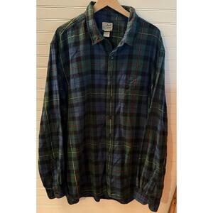 LL Bean Men's M Tradition Fit Flannel XXL Tall Sleeve Button Up Plaid